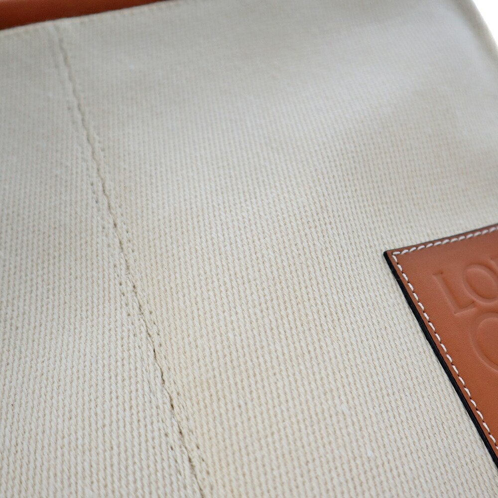 Loewe Cushion Tote Bag Shoulder Leather Brown Ivory White Tan Logo - Picture 9 of 9